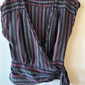 Nanette Lepore Black and Red Striped Blouse